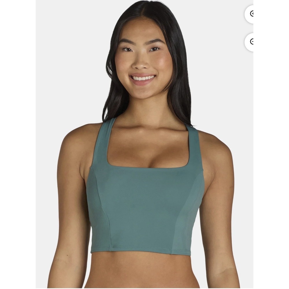 Avia - Square Neck Sports Bra for Women Medium Support - Green - Size Large